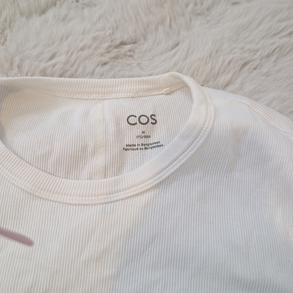 COS Cream Ribbed Long Sleeve Top - Picture 2 of 2